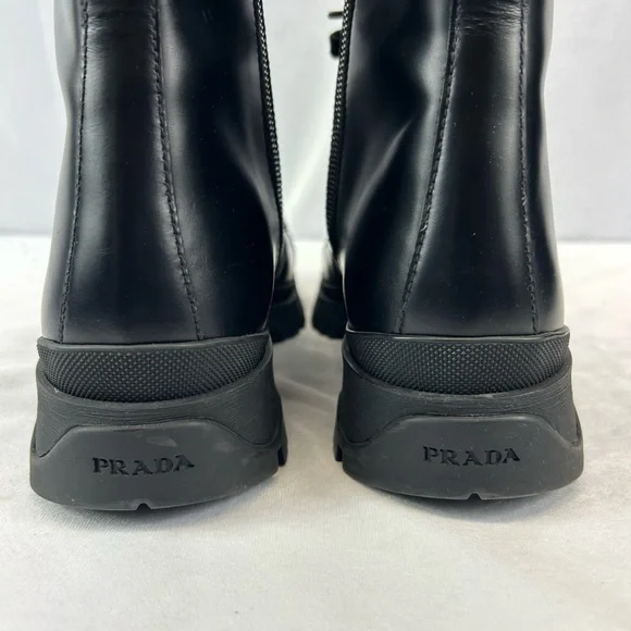 Prada Spazzaloto Leather Combat Boots - Picture 10 of 13